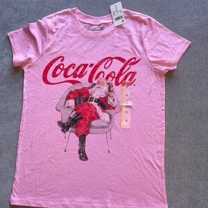 Coca-Cola Santa Claus Short Sleeve Top Coke Vintage Look Christmas
